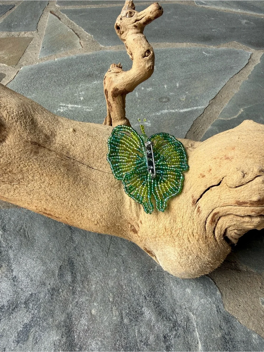 New🌟Anthropologie-Green Beaded Butterfly Brooch